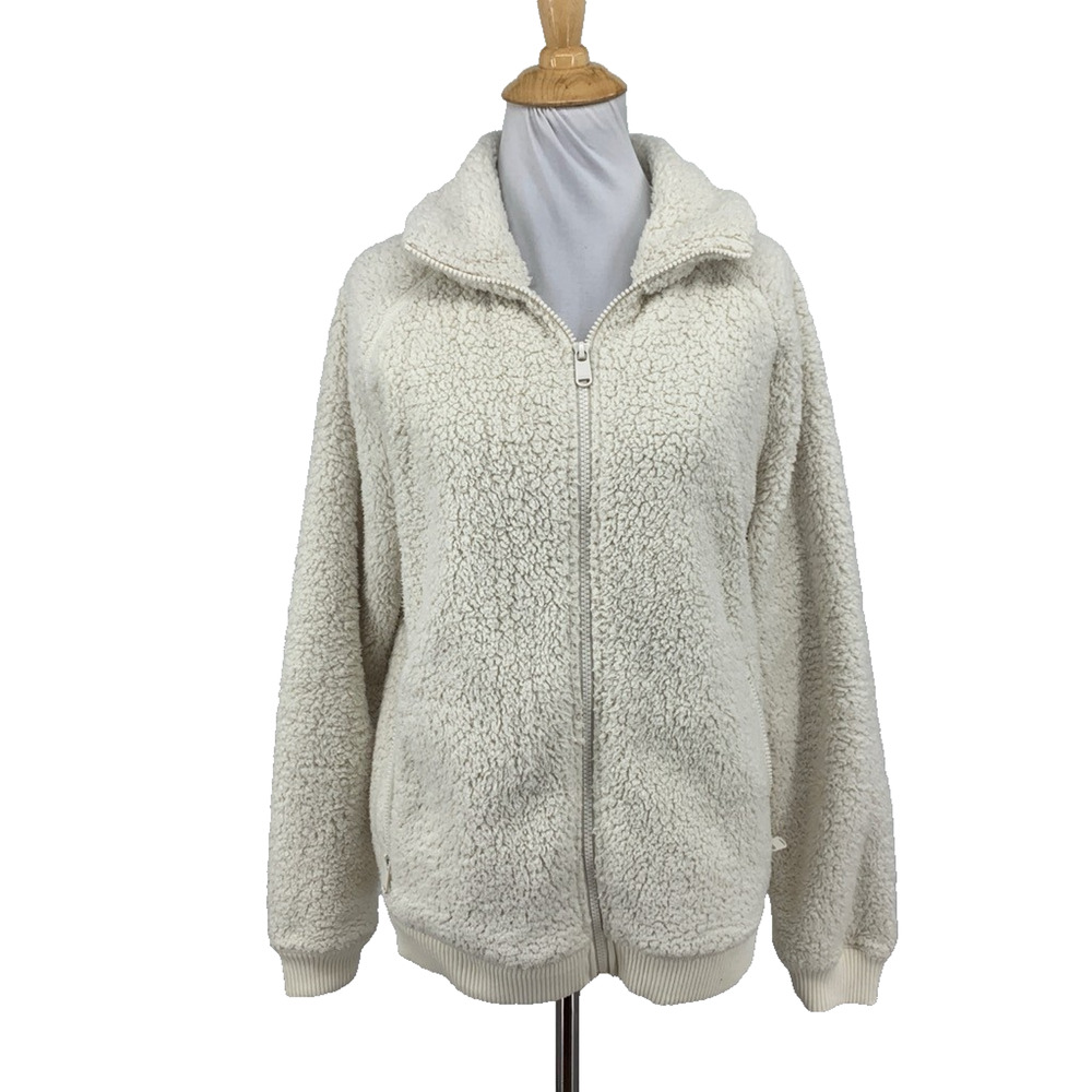 Athleta Jacket Womens S Small Ivory Tugga Cozy Sherpa Full Zip Trail Running